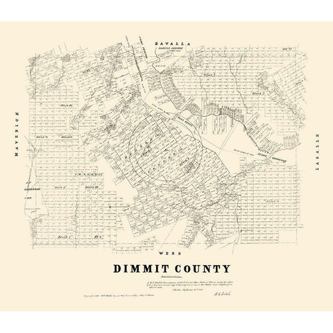 Dimmit County Texas - Walsh 1879 White Modern Wood Framed Art Print by Walsh