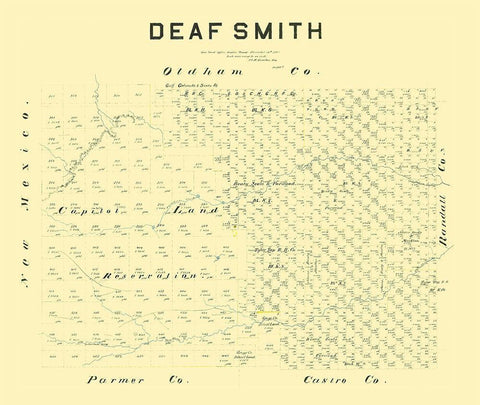 Deaf Smith County Texas - Hamilton 1887 Black Ornate Wood Framed Art Print with Double Matting by Hamilton