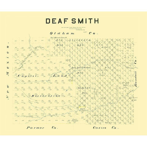 Deaf Smith County Texas - Hamilton 1887 Gold Ornate Wood Framed Art Print with Double Matting by Hamilton