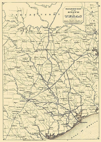 Texas State Railroads - 1873 Black Ornate Wood Framed Art Print with Double Matting by Unknown