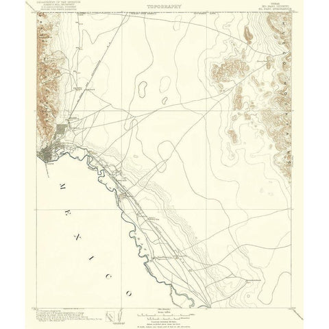 El Paso Texas Quad - USGS 1907 Gold Ornate Wood Framed Art Print with Double Matting by USGS