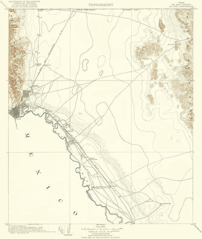 El Paso Texas Quad - USGS 1907 White Modern Wood Framed Art Print with Double Matting by USGS