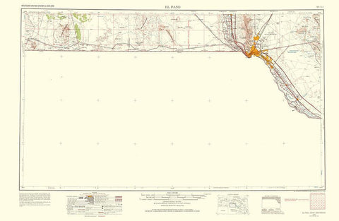 El Paso Texas Quad - USGS 1968 Black Ornate Wood Framed Art Print with Double Matting by USGS