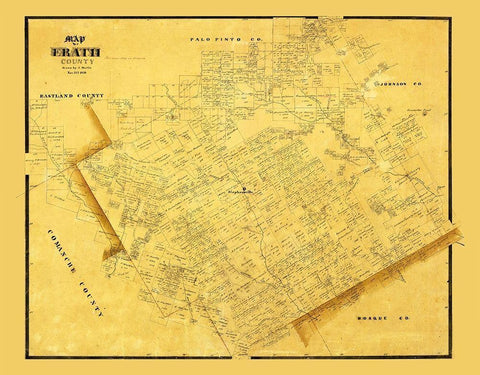 Erath County Texas - Martin 1856 Black Ornate Wood Framed Art Print with Double Matting by Martin