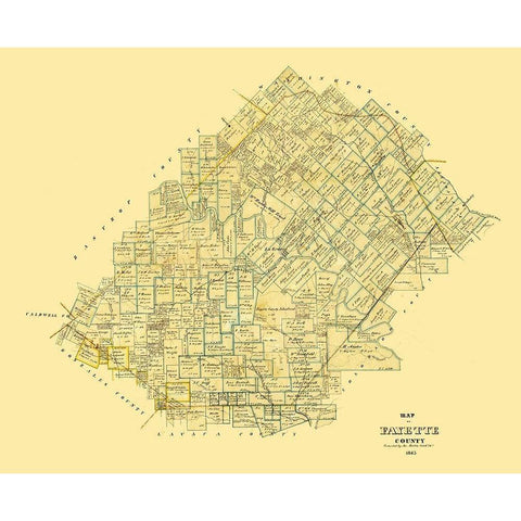 Fayette County Texas - Martin 1865 White Modern Wood Framed Art Print by Martin