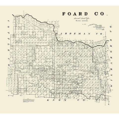 Foard County Texas - McGaughey 1891 Gold Ornate Wood Framed Art Print with Double Matting by McGaughey