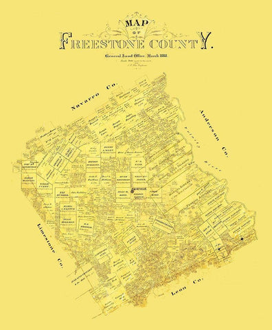 Freestone County Texas - Blau 1888 Black Ornate Wood Framed Art Print with Double Matting by Blau