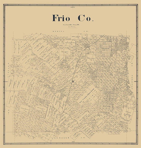 Frio County Texas - Beaumont 1893  Black Ornate Wood Framed Art Print with Double Matting by Beaumont