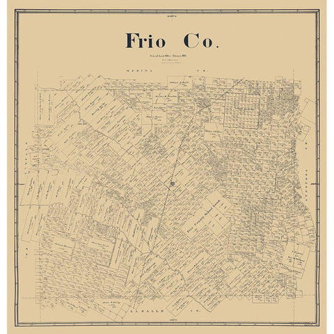 Frio County Texas - Beaumont 1893  Gold Ornate Wood Framed Art Print with Double Matting by Beaumont