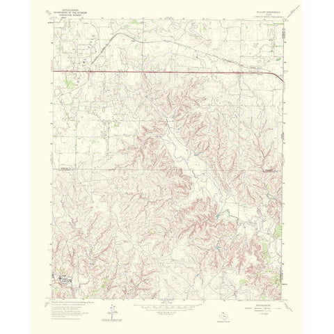 Fuller Texas Quad - USGS 1967 White Modern Wood Framed Art Print by USGS