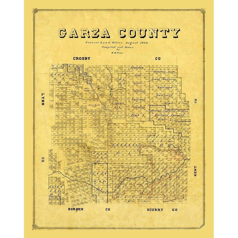 Garza County Texas - Groos 1889 White Modern Wood Framed Art Print by Groos