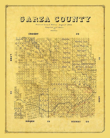 Garza County Texas - Groos 1889 White Modern Wood Framed Art Print with Double Matting by Groos