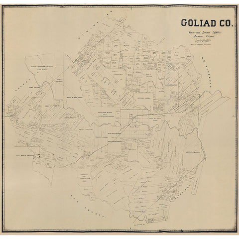 Goliad County Texas -1896 Black Modern Wood Framed Art Print with Double Matting by Unknown