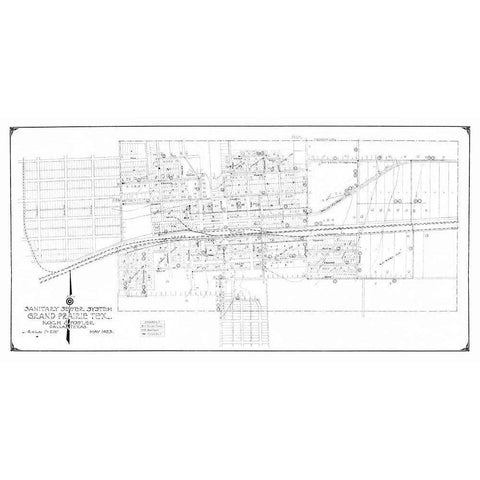 Grand Prairie Texas Sewer System - Koch 1923 White Modern Wood Framed Art Print by Koch