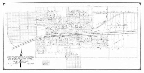 Grand Prairie Texas Sewer System - Koch 1923 Black Ornate Wood Framed Art Print with Double Matting by Koch