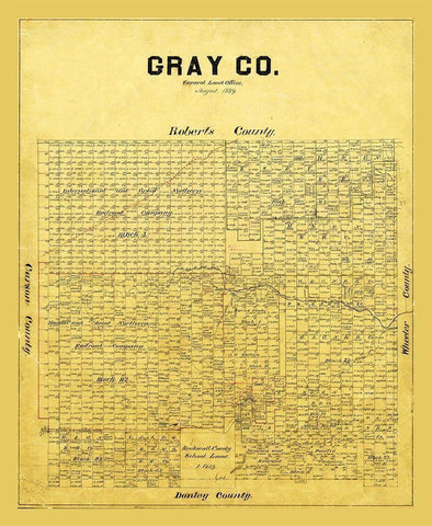 Gray County Texas - 1889 Black Ornate Wood Framed Art Print with Double Matting by Unknown