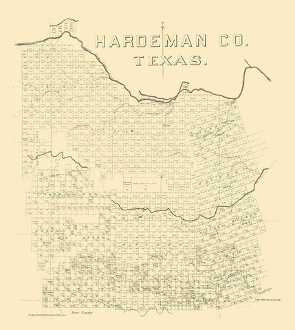 Hardeman County Texas - 1880 Black Ornate Wood Framed Art Print with Double Matting by Unknown
