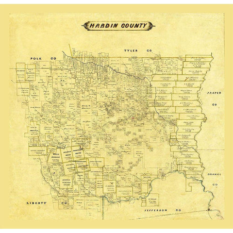 Hardin County Texas Gold Ornate Wood Framed Art Print with Double Matting by Unknown