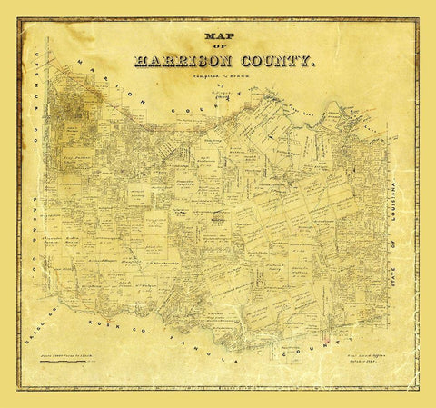 Harrison County Texas - Meyer 1880 Black Ornate Wood Framed Art Print with Double Matting by Meyer
