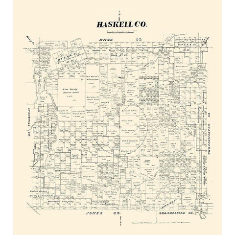 Haskell County Texas - Walsh 1879 Gold Ornate Wood Framed Art Print with Double Matting by Walsh
