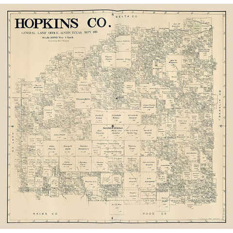 Hopkins County Texas - Thielepape 1885  Black Modern Wood Framed Art Print with Double Matting by Thielepape