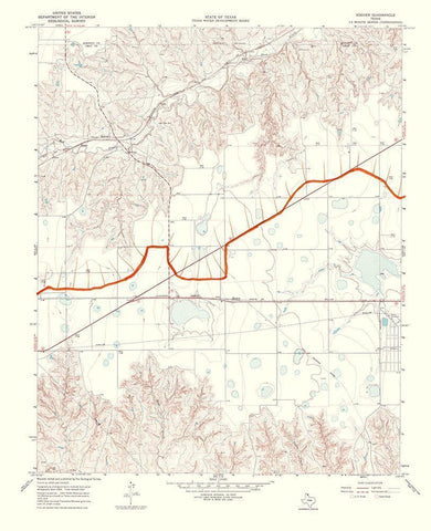 Hoover Texas Quad - USGS 1969 White Modern Wood Framed Art Print with Double Matting by USGS