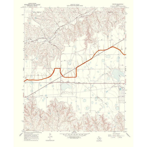 Hoover Texas Quad - USGS 1969 Gold Ornate Wood Framed Art Print with Double Matting by USGS