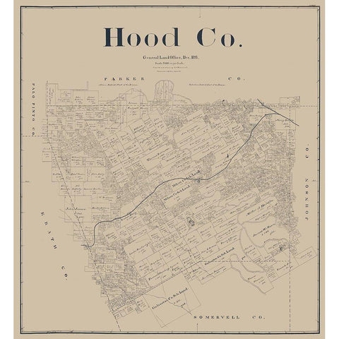 Hood County Texas - Beaumont 1893  Gold Ornate Wood Framed Art Print with Double Matting by Beaumont