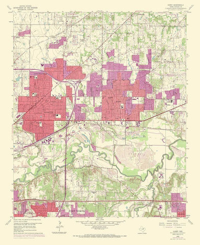 Hurst Texas Quad - USGS 1969 White Modern Wood Framed Art Print with Double Matting by USGS