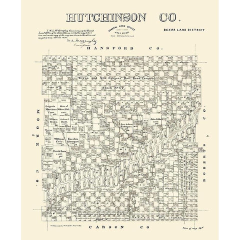 Hutchinson County Texas - McGaughey 1891 White Modern Wood Framed Art Print by McGaughey