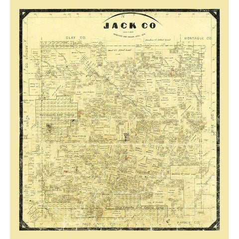 Jack County Texas - Wise 1878 Black Modern Wood Framed Art Print with Double Matting by Wise
