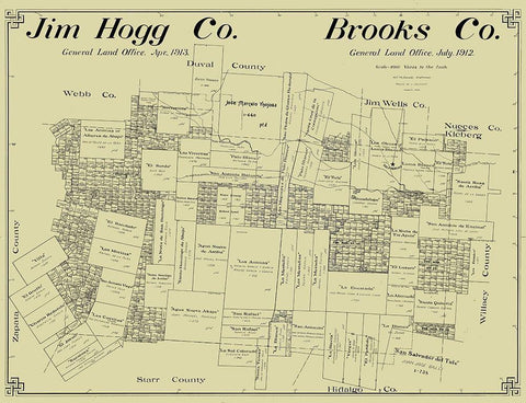 Jim Hogg and Brooks County Texas - McDonald 1912  Black Ornate Wood Framed Art Print with Double Matting by McDonald