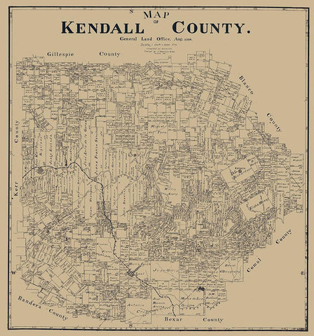 Kendall County Texas - Giles 1899  Black Ornate Wood Framed Art Print with Double Matting by Giles