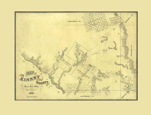 Kinney County Texas - Blau 1876  Black Ornate Wood Framed Art Print with Double Matting by Blau