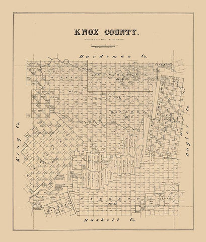 Knox County Texas -1880 Black Ornate Wood Framed Art Print with Double Matting by Unknown