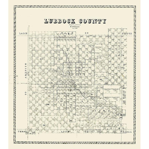 Lubbock County Texas - Stakemann 1879  Gold Ornate Wood Framed Art Print with Double Matting by Stakemann