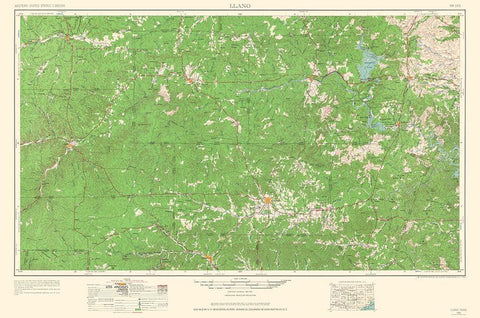 Llano Texas Quad - USGS 1964 White Modern Wood Framed Art Print with Double Matting by USGS