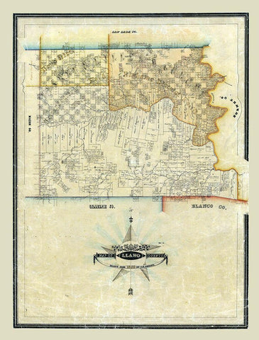 Llano County Texas - Arlitt 1859  Black Ornate Wood Framed Art Print with Double Matting by Arlitt