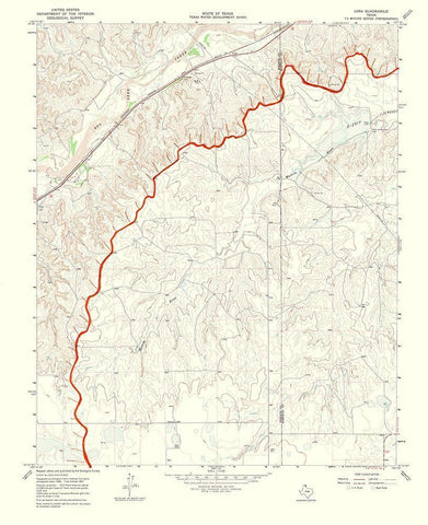 Lora Texas Quad - USGS 1970 White Modern Wood Framed Art Print with Double Matting by USGS