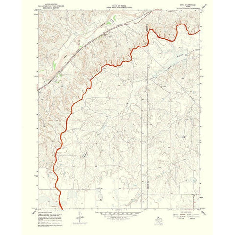 Lora Texas Quad - USGS 1970 Gold Ornate Wood Framed Art Print with Double Matting by USGS