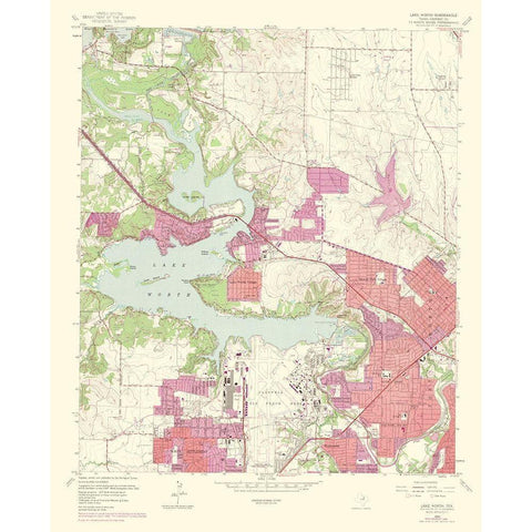 Lake Worth Texas Quad - USGS 1969 White Modern Wood Framed Art Print by USGS