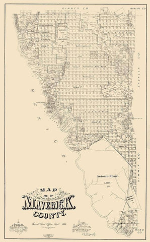Maverick County Texas - McGaughey 1893  Black Ornate Wood Framed Art Print with Double Matting by McGaughey