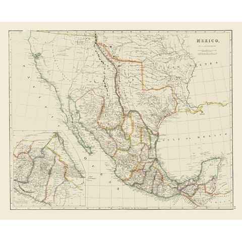 Early Texas - Mexico - Arrowsmith 1844 Black Modern Wood Framed Art Print with Double Matting by Arrowsmith