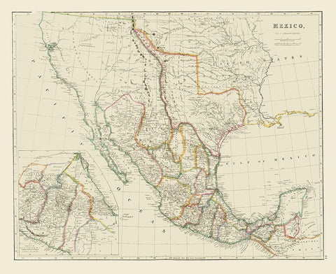 Early Texas - Mexico - Arrowsmith 1844 White Modern Wood Framed Art Print with Double Matting by Arrowsmith