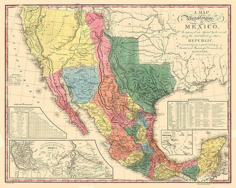 Texas - Mexico - Tanner 1847 Black Ornate Wood Framed Art Print with Double Matting by Tanner