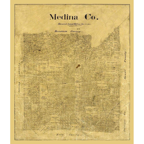 Medina County Texas - Rowe 1895  Gold Ornate Wood Framed Art Print with Double Matting by Rowe