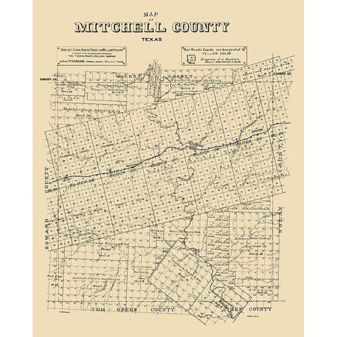 Mitchell County Texas - Abrams 1890  White Modern Wood Framed Art Print by Abrams