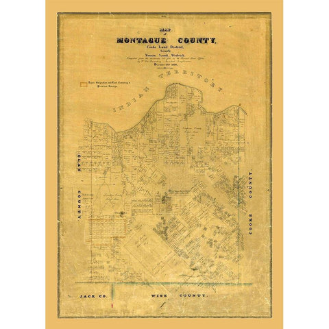 Montague County Texas - Rosenberg 1858  White Modern Wood Framed Art Print by Rosenberg