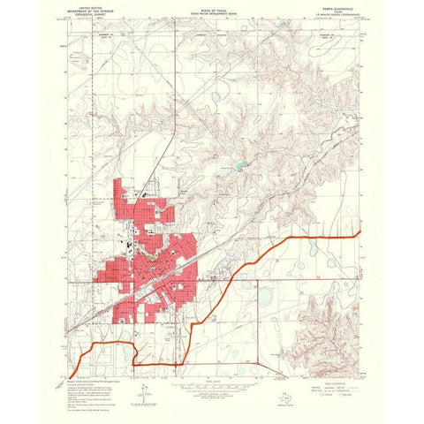 Pampa Texas Quad - USGS 1968 White Modern Wood Framed Art Print by USGS