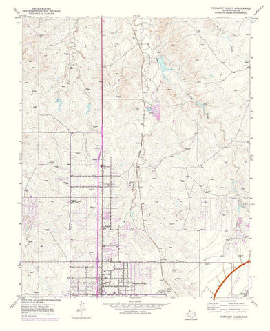 Pleasant Valley Texas Quad - USGS 1975 White Modern Wood Framed Art Print with Double Matting by USGS